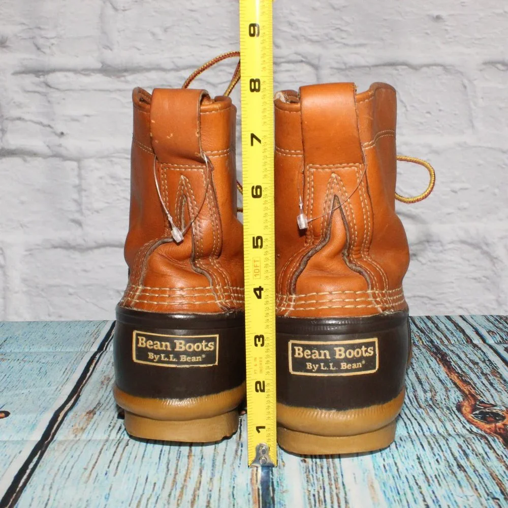 LL BEAN Brown Leather Unlined Waterproof Duck Boots Size 9 M - Picture 8 of 9